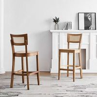 Chaise haute de bar en rotin nordique avec cadre en bois massif, sans accoudoirs, pour la maison