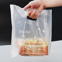 25*35 cm tas Tote gagang plastik bening Food Grade-tas kemasan makanan penutup yang dapat digunakan kembali & tahan lama Logo kustom untuk belanja/ritel