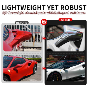ชุดแต่งภายในฝาครอบกระจกมองหลังรถยนต์คาร์บอนไฟเบอร์แบบแห้ง สไตล์ OEM ราคาดีที่สุด สำหรับ Ferrari F8 - Product Image 2