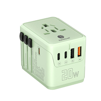 Enchufe Universal con Múltiples Puertos USB, Cargador de Teléfono de Viaje Rápido GaN de 20 W, Adaptador Internacional de Viaje con Voltaje de 240 V - 110 V