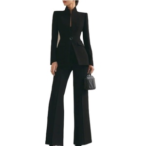 Conjunto de Traje de <span class=keywords><strong>Mujer</strong></span> Europeo y Americano 2026, Moderno, de Manga Larga, Color Sólido, con Bolsillo y Cierre de un Solo Botón - Product Image 4