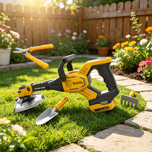 Juego de Herramientas de Jardín de Juguete para Niños, Cortadora de Césped Eléctrica Realista con Accesorios de Jardinería - Product Image 1