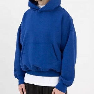 Topshow Custom Logo 500GSM 600GSM <b>Men</b> Oversized <b>Thick</b> Heavyweight Cotton Drop Shoulder Boxy Blank Cropped <b>Hoodie</b> <b>Men</b> - Product Image 1