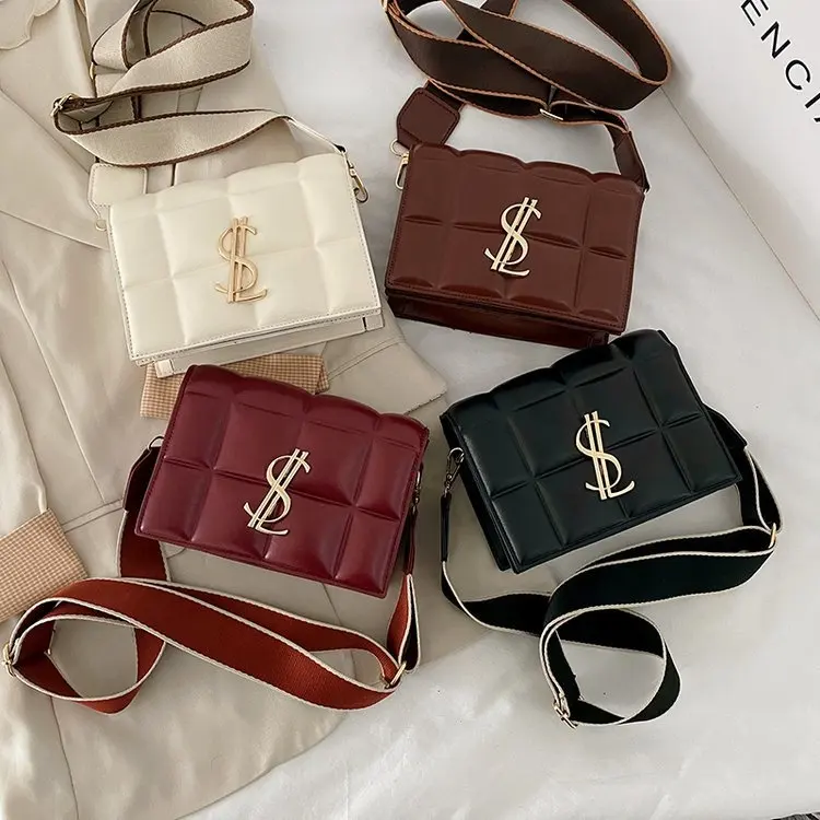 Hot sale luxury small square bags woman Korean version of the new fashion wide shoulder strap messenger bag ladies handbags