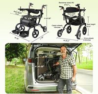 Fauteuil roulant électrique Rollator Walker 5 en 1 pour personnes âgées 120KG Senior Chair Mobility Walker Machine et caddie pour adultes