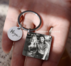 <span class=keywords><strong>Porte</strong></span>-clés personnalisé en acier inoxydable métallique avec <span class=keywords><strong>photo</strong></span> et date gravées, <span class=keywords><strong>porte</strong></span>-clés de lot avec logo - Product Image 4