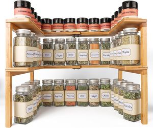 Sopewod étagère <span class=keywords><strong>de</strong></span> rangement extensible et empilable étagère à épices en bambou support d'angle organisateur porte-bouteille d'épices pour la <span class=keywords><strong>cuisine</strong></span> - Product Image 1