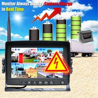 Kit Caméra DVR Sans Fil IPoster pour Camionnette, Moniteur Quad Split 7 pouces, Caméra de Recul 1080P, Magnétique, Solaire, Batterie 9600 mAh