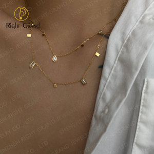 Moda kadınlar CZ zirkon 18K altın kaplama paslanmaz çelik küçük kolye su damlası zarif takı kolye - Product Image 2