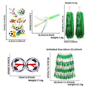 Ensemble de cheering pour supporters de la Coupe du Monde de football 2026 États-Unis Canada Mexique : Lunettes, Tatouages, Jupes à franges, Claquettes, Accessoires de cheering pour fête - Product Image 6