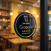 Plaques NFC RFID mini intelligentes en acrylique étanche avec autocollant adhésif pour avis Google et cartes de médias sociaux