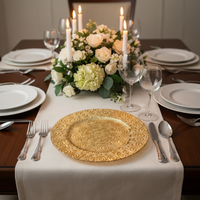 Assiette de présentation en plastique PP gaufrée de 13 pouces, motif tourbillon personnalisé, légère, durable, réutilisable, style américain, pour mariages