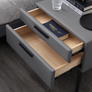 <span class=keywords><strong>Table</strong></span> <span class=keywords><strong>de</strong></span> chevet <span class=keywords><strong>de</strong></span> style minimaliste italien, en <span class=keywords><strong>cuir</strong></span> gris et tissu, tables <span class=keywords><strong>de</strong></span> <span class=keywords><strong>nuit</strong></span> modernes - Product Image 3