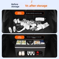 Organisateur de coffre de voiture en cuir double couche de luxe, grande capacité, pliable, bac de rangement portable pour coffre de voiture, SUV