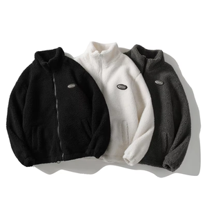 Custom 2025 Winter Oversized Solid Color <strong>Sherpa</strong> Jacket Casual Zippered <strong>Men's</strong> Hoodie Fleece Sherpas - Product Image 1