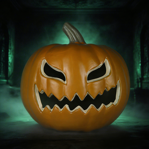 Lampe citrouille <span class=keywords><strong>LED</strong></span> effrayante avec dents pointues, Jack-o'-lantern d'<span class=keywords><strong>Halloween</strong></span> pour décoration de fête effrayante, lampe citrouille orange scintillante - Product Image 1