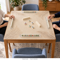 Tapis de Mahjong Yugaland multi-usages, inodore, facile à nettoyer, antidérapant, pour 4 joueurs, 800*800mm, 3mm, pour jeux de société et cafés (vente en gros)