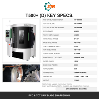 Machine de rectification CNC de haute précision STR T500+ (D) pour l'affûtage des lames de scie circulaires en diamant et carbure de tungstène, pour les angles de face et de dessus