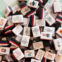 Desain Koboi Barat Vintage 160pcs Set Mahjong Akrilik Amerika Motif Kaktus dan Tapal Kuda Hadiah Premium untuk Pecinta Permainan Mahjong