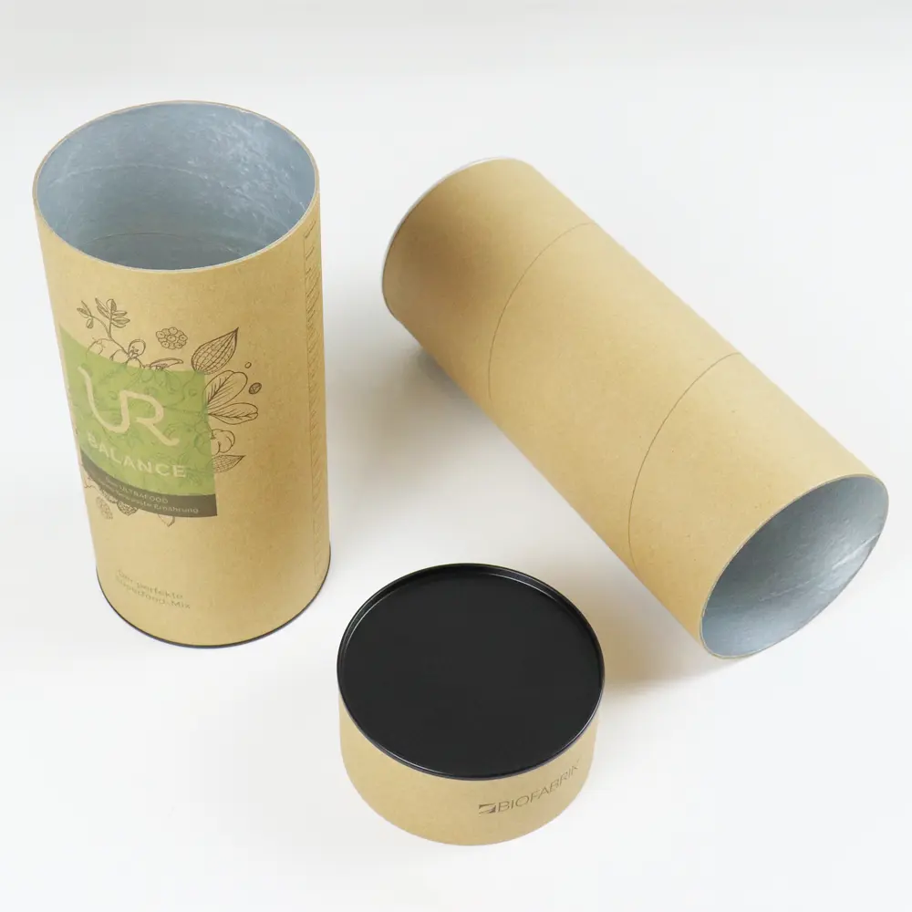 embossing round shape moisture sealing aluminum foil food grade cardboard cylinder box tea kraft paper packaging paper tube