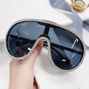 2024 New INS Sunglasses Women Brand Designer Oversized Bling y2k Diamond Sunglasses Fashion Goggle Retro Pilot Eyewear Men UV400