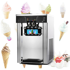 Cao thương mại khách sạn nhà bếp Countertop Gelato <span class=keywords><strong>Ice</strong></span> <span class=keywords><strong>Cream</strong></span> Máy Maker 3 hương vị mềm phục vụ sữa mới 1 năm bảo hành - Product Image 1