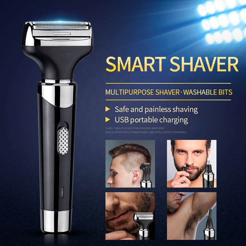 Электрическая безболезненная Бритва 4 в 1 для лица, бровей, бороды, волос в носу, Женская бритва, бритва, триммер, набор для ухода за лицом для женщин