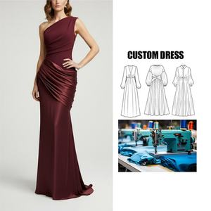 OEM Custom One Shoulder Crepe Satin Gown Ruched Elegant Slim Fit Evening Sexy Mermaid Maxi <strong>Dress</strong> Party Club Floor Length <strong>Dress</strong> - Product Image 1