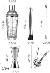 Ensemble de shaker à cocktails en métal avec support en bois, kit de barware en acier inoxydable, 6 pièces, 750 ml, luxe, durable, vente chaude, shaker à vin - Product Image 3