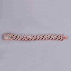 Moissanite Iced Out Cuban Link Bracelet 925 Sterling Silver Rose Gold Plated Trendy Hip Hop Chain Jewelry Gift for <b>Men</b> Women - Product Image 1