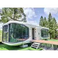 Maisons préfabriquées en acier imperméables en verre trempé double, capsule spatiale de voyage pour villa, séjour, hôtel, hébergement.