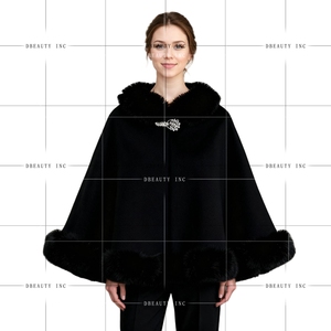 Capelet élégant en fausse fourrure de vison pour femme, avec bordure en peluche, idéal pour les robes de soirée d'hiver et les robes de mariée - Product Image 6