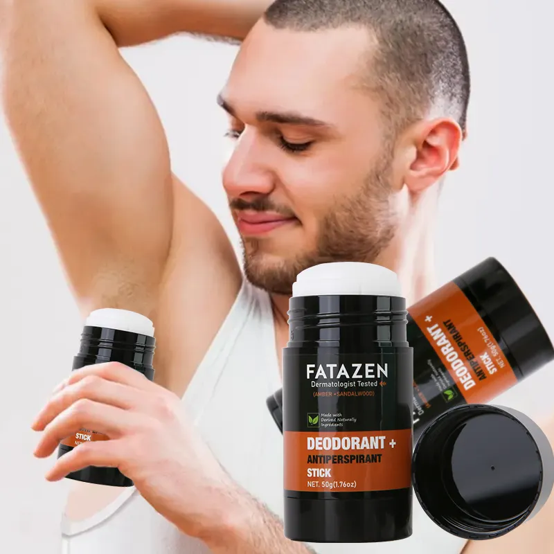 Bálsamo desodorizante orgânico Fatazen, produto antitranspirante natural para cuidados com a pele, bastão desodorante 2 em 1 de sândalo âmbar