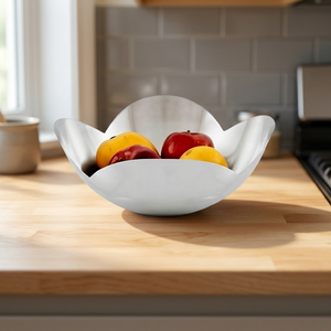 Stainless Steel Modern Adjustable Non-Folding Precision Tolerance Fruit Bowl Single Tier Decorative <b>Tabletop</b> <b>Storage</b> Display - Product Image 3