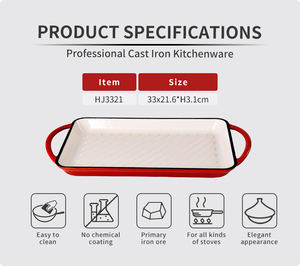 Plat de cuisson rectangulaire multifonction en fonte émaillée pour la cuisine, vente en gros ODM/OEM - Product Image 2