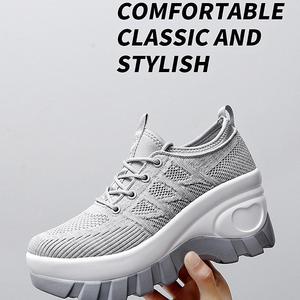 Baskets <span class=keywords><strong>compensées</strong></span> respirantes en maille pour femme, chaussures de créateur à talon compensé dissimulé, rehaussantes, pour la marche - Product Image 2