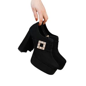 Chaussures pour femmes Mei Yi Lang, collection Printemps 2024, style classique, talon carré, cuir épais, cuir de vache, bout carré - Product Image 6