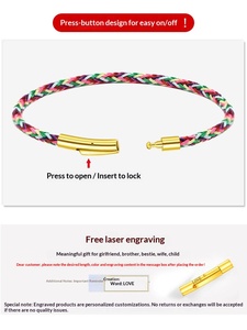 <span class=keywords><strong>Bracelet</strong></span> tressé coloré avec perles dorées 3D et cordon gravé, en acier inoxydable de 3 mm, modèle XD MB267 - Product Image 6