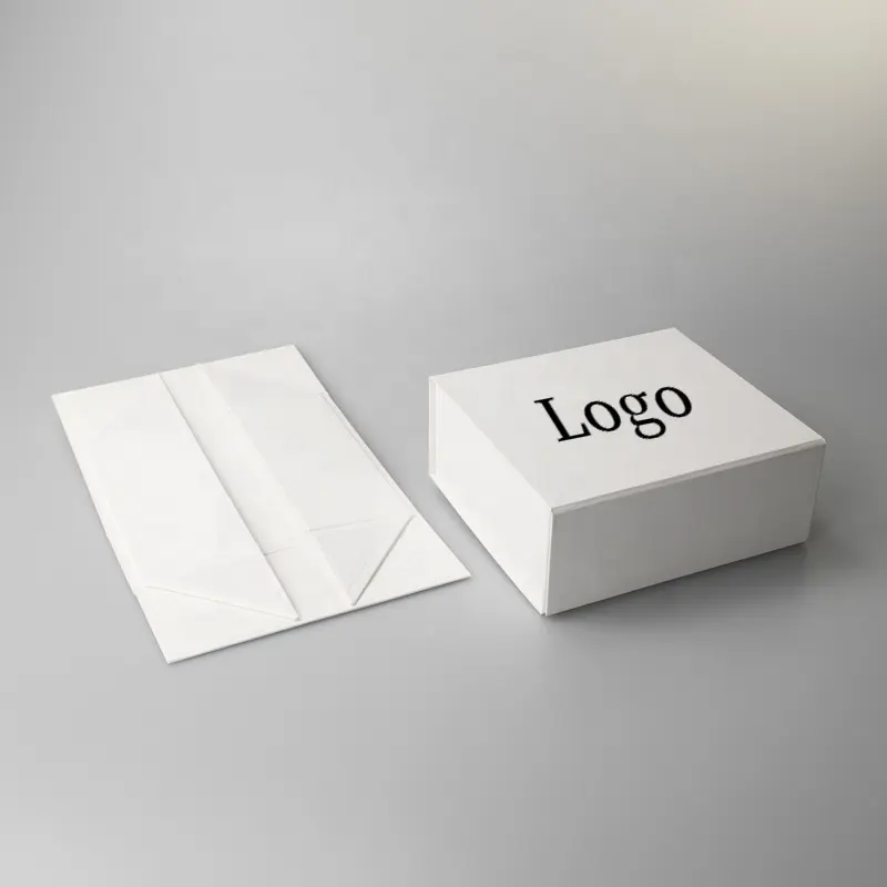 カスタムロゴ高級最新デザイン高品質美しい折りたたみホワイトブック形状磁気紙箱包装ギフトボックス折りたたみ付き