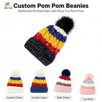 Bonnet à pompon unisexe Wins Flying personnalisé avec logo brodé de haute qualité, doublure polaire, chaud pour l'hiver