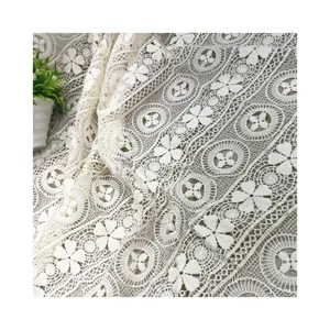 Hollow chain link flower water soluble milk silk embroidery lace fabric geometric pattern wedding dress fabric