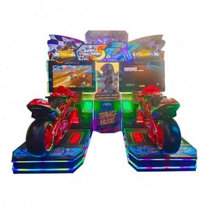 เครื่องเกมแข่งรถ VR แบบผู้เล่นหลายคน พร้อมแท่นเคลื่อนไหวจำลองการขับขี่ อุปกรณ์บันเทิงอาร์เคด รถมอเตอร์ไซค์โลหะแบบไดนามิก - Product Image 1