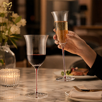 Flûte à champagne de luxe en cristal avec pied rouge, verre à vin mousseux et à mimosa, soufflé à la main, verrerie élégante pour les fêtes