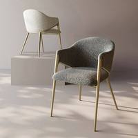 Fauteuil de salle à manger moderne de luxe en acier au carbone avec revêtement en velours, chaise d'appoint en bois pour restaurant, hôtel, salle à manger