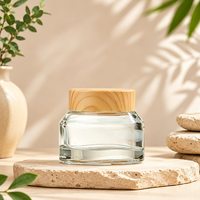 Contenants cosmétiques en verre ambré vert vides en gros, 15 ml, 30 ml, 50 ml, pot à crème pour soins de la peau avec couvercle pour emballage de produits de beauté