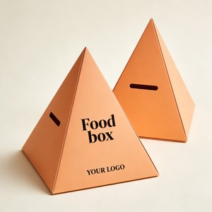 Boîte <span class=keywords><strong>en</strong></span> <span class=keywords><strong>carton</strong></span> alimentaire <span class=keywords><strong>en</strong></span> forme de <span class=keywords><strong>pyramide</strong></span> avec logo personnalisé, boîte d'emballage biodégradable pour salades à emporter, boîte de présentation pliable <span class=keywords><strong>en</strong></span> forme de <span class=keywords><strong>pyramide</strong></span> - Product Image 2