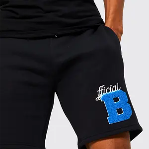 Neues Design Benutzer definierte Logo Stickerei Einfarbige Baumwolle Jogger Herren Shorts