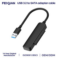 Câble USB 3.0 vers SATA HDD/SSD 2,5 pouces avec câble d'alimentation USB-A vers C, transfert de données 5 Gbit/s, charge rapide 3A pour ordinateur