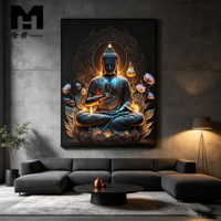 Cuadro de Buda en Lienzo, Impresión Artística en Lienzo, Póster Decorativo con Marco de Buda, Decoración Religiosa para Sala de Estar, Decoración del Hogar