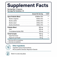 Complément Quotidien pour l'Équilibre Digestif : Capsules de Probiotiques et Prébiotiques à Base de Spores et de Complexe Herbal pour le Bien-être Intestinal et le Soutien Naturel de la Défense